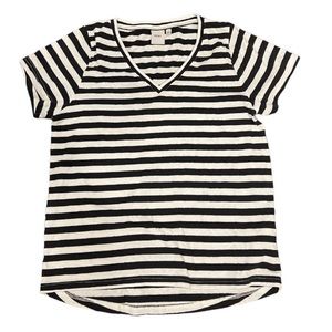 ICHI black and white striped v neck tee